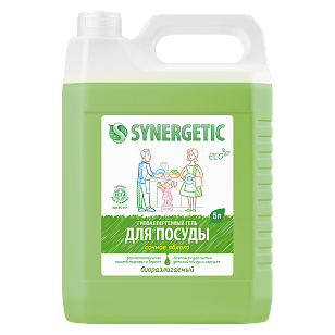 SYNERGETIC Средство для мытья посуды, игрушек Яблоко, 5л