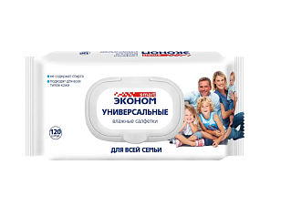 Эконом smart Салфетки влажные для всей семьи с клапаном, 120шт*