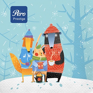 Pero Prestige Салфетки бумажные 33х33см Ребята 3сл, 20шт