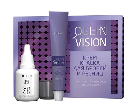 Ollin Professional Vision Set Крем-краска для бровей и ресниц Черная, 20мл