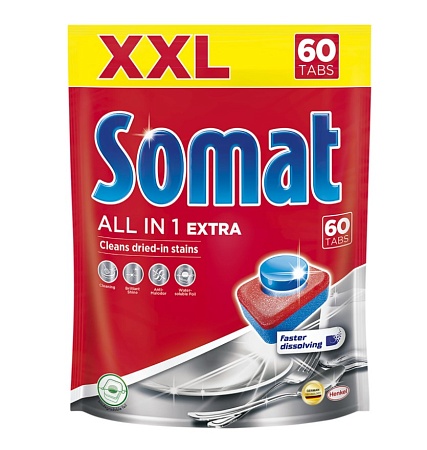 Somat All in One Extra Средство для посудомоечных машин в таблетках, 60шт