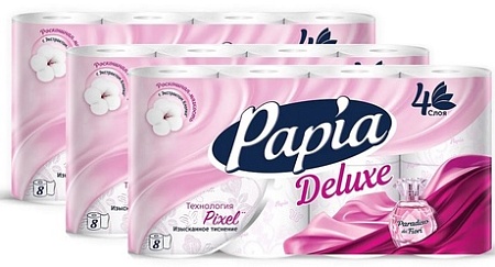 Papia Deluxe Paradiso dei Fiori Туалетная бумага 4-слойная, 8шт