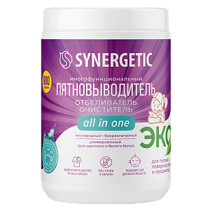 SYNERGETIC Отбеливатель-пятновыводитель д/тканей и поверхностей банка 900г