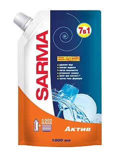 Sarma Жидкость для посуды Актив, 1000мл, Дой-пак