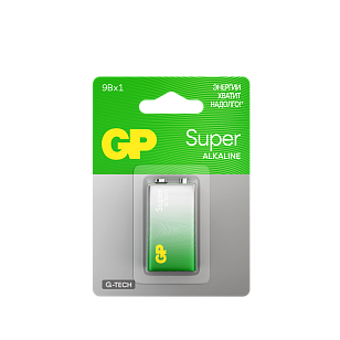 GP Super+Ultra Alkaline 9V Батарейки Крона 1шт на блистере 10/200