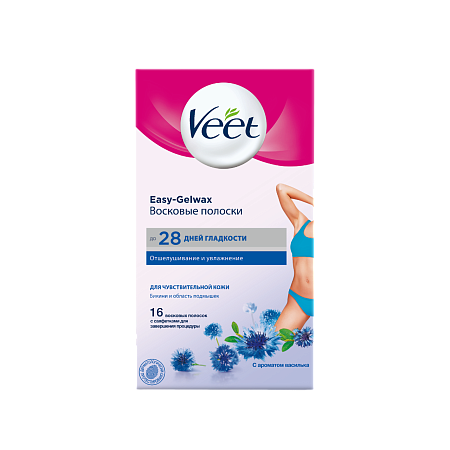 Veet Easy Gel-wax Восковые полоски д/депиляции д/чувствительной кожи 16шт