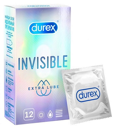 Durex Pleasuremax Презервативы Invisible Extra Lube, 12шт