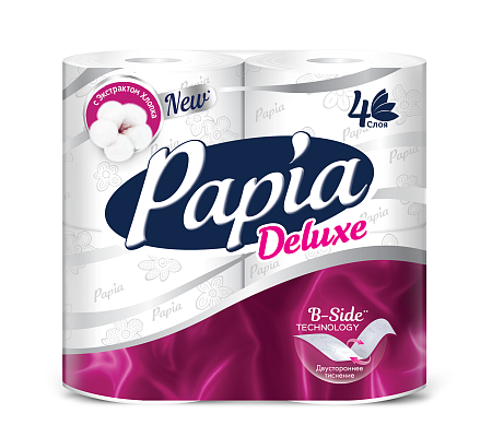 Papia Delux Туалетная бумага 4-слойная, 4шт