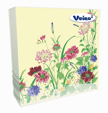 Вейро Салфетки бумажные 3-слойные Полевые цветы 33х33см, 20шт