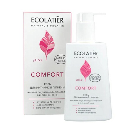 Ecolatier Гель для интимной гигиены Comfort с молочной кислотой и пробиотиком, 250мл