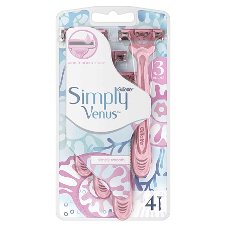 Gillette Simply Venus 3 Станки одноразовые, 4шт