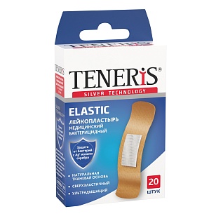 TENERIS Пластырь Elastic 7,6х1,9см 20шт