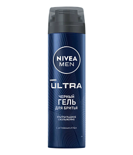 Nivea MEN Гель для бритья Ultra черный 200мл (4шт)