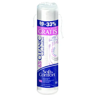 CLEANIC Ватные диски Soft&Comfort п/э с веревочкой 80шт