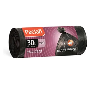 Paclan Мешки для мусора STANDART 30л 50х60см 20шт, (черные)