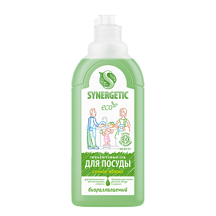 SYNERGETIC Средство для мытья посуды, игрушек Яблоко, 500мл