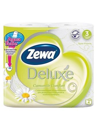 ZEWA Deluxe Туалетная бумага 3-слойная Ромашка, 4шт