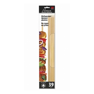 GRIFON Premium ECO Шампуры деревянные, 40см, 39шт