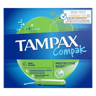 Tampax Тампоны Compak Super, 16шт