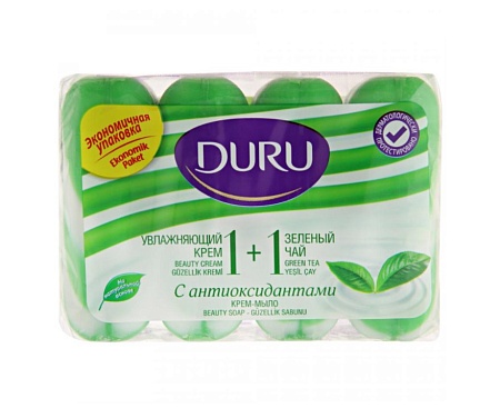 DURU 1+1 Крем-мыло Зеленый чай (полосатое), 4*90г