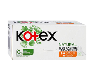 Kotex Прокладки ежедневные Natural organic Normal 40шт