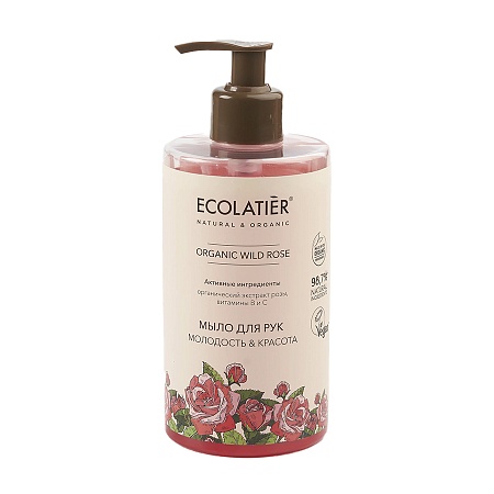Ecolatier Green Organic Wild Rose Жидкое мыло для рук Молодость и rрасота, 460мл