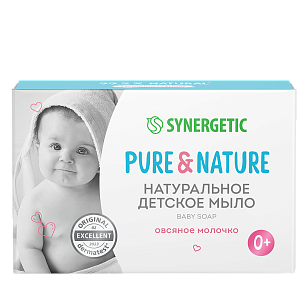 SYNERGETIC Туалетное мыло детское Овсяное молочко 90г