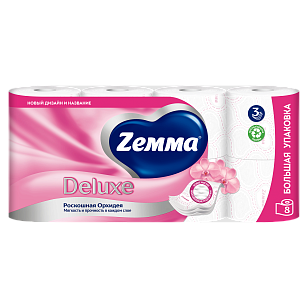 ZEMMA Deluxe Туалетная бумага 3-слойная Орхидея 8шт