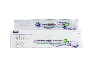 WHITE GLO Зубная паста отбеливающая Antibacterial Protect 100г