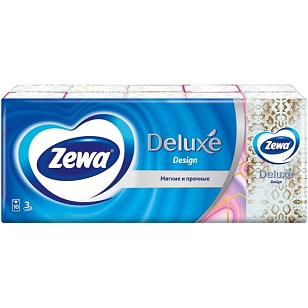 ZEWA Deluxe Платочки носовые 3-слойные Design 10шт (спайка 10шт)