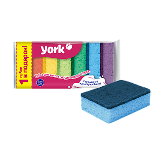 YORK Губки для посуды Колор Люкс 6+1шт