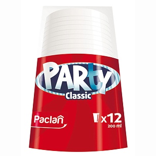 Paclan Party Стакан пластиковый прозрачный Classic 200мл 12шт
