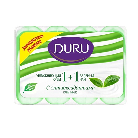 DURU 1+1 Крем-мыло Зеленый чай (полосатое), 4*80г