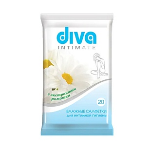 Diva Салфетки влажные для интимной гигиены с ромашкой, 20шт