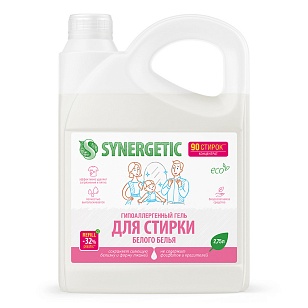 SYNERGETIC Средство для стирки для белого белья гель, 2,75л