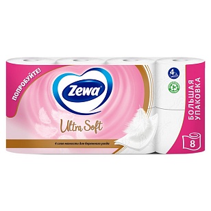 ZEWA Ultra Soft Туалетная бумага 4-cлойная 8шт