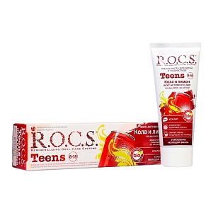 R.O.C.S. Teens Зубная паста детская Вкус активного дня Кола и Лимон, 74гр