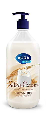 AURA Крем-мыло Шелк и рисовое молочко Silky Cream, 1000мл