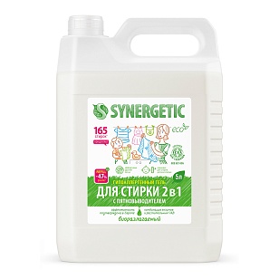 SYNERGETIC Средство для стирки 2в1 с пятновыводителем гель, 5л