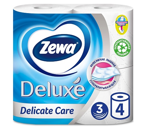 ZEWA Deluxe Туалетная бумага 3-слойная Белая, 4шт