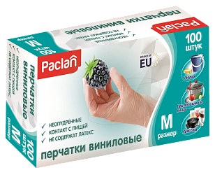 Paclan Перчатки виниловые M 100шт