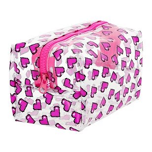 LADY PINK Косметичка прозрачная с принтом сердечек 1шт