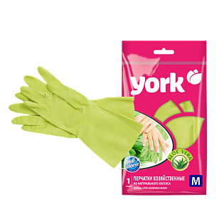 YORK Перчатки резиновые с экстрактом Алоэ р-р M*