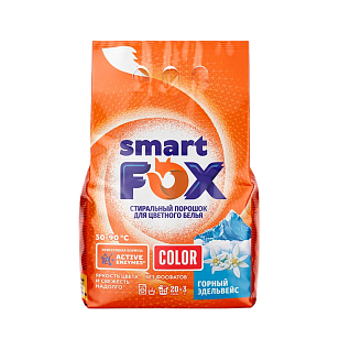 SYNERGETIC SMART FOX Стиральный порошок COLOR Горный эдельвейс 3кг
