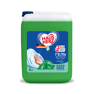 HausHerz Средство для мытья посуды Глицерин и Алоэ вера 5л