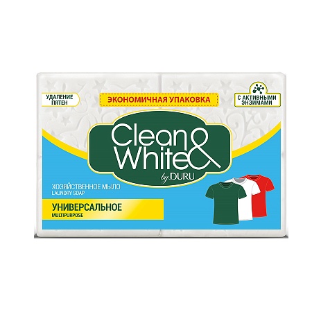DURU Clean&White Хозяйственное Универсальное мыло, 2х120г