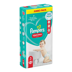 Pampers Подгузники-трусики Pants миди (6-11кг), 52шт