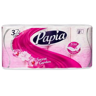 Papia Туалетная бумага Таинственный сад 3-слойная, 8шт