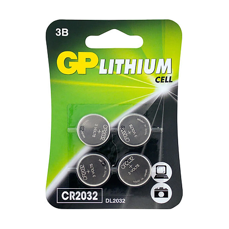 GP Lithium CR2032 Батарейка дисковая 4шт в, блистере