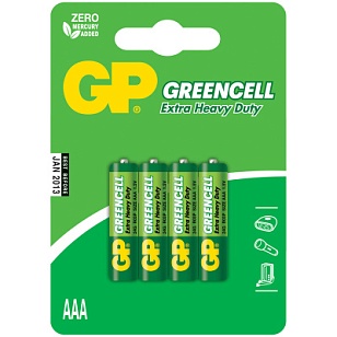 GP Солевые Greencel 24G ААА Батарейки 4шт на блистере (120шт)